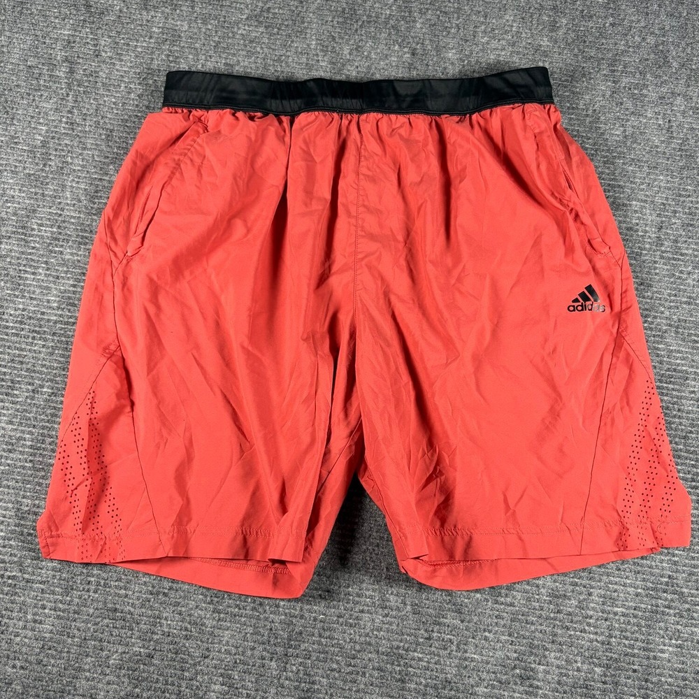 Adidas Athletic Shorts Mens 2XL Red Excellent Perforated Vents Pockets
